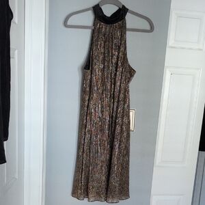 Laundry By Shelli Segal Metallic Multi-Color Halter Midi Dress